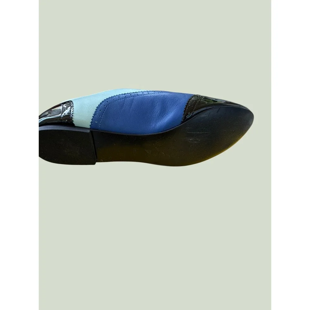 Shoes of Prey Blue Colorblock Leather Wingtip Oxford Brogues 39 UNISEX